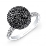 14K White and Black Gold White and Black Diamond Ball Ring