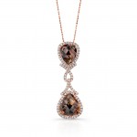 14k Rose Gold Rose-Cut Brown and White Diamond Pendant