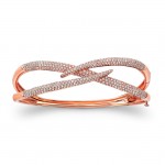 18k Rose Gold White Diamonds Unique Bracelet 
