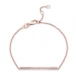 14k Rose Gold Channel Set White Diamond Bracelet 