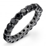 14k White Gold Black Diamond Eternity Band
