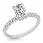 1 1/2 CT CENTER EMERALD CUT H-HALO LAB GROWN ENGAGEMENT RING CDEC.150-W