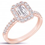 1 CT CENTER EMERALD CUT HALO LAB GROWN ENGAGEMENT RING CDHEC.100-R