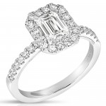 1 CT CENTER EMERALD CUT HALO LAB GROWN ENGAGEMENT RING CDHEC.100-W