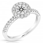3/4 CT CENTER ROUND HALO DIAMOND ENGAGEMENT RING CRB.70-W