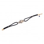 14k Rose Gold Diamond Hamsa Leather Rope Bracelet