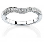 14k White Gold Pear Shaped Three Stone Diamond Wedding Band NK11513WED-W