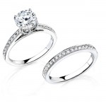 14k White Gold Pave Bezel Diamond Semi Bridal Set NK12054WE-W