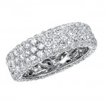 14k White Gold Three Row Pave Diamond Eternity Band - NK13381-W