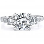 18k White Gold Three Stone Princess Cut Diamond Semi Mount - NK15227-W