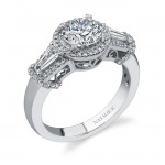 18k White Gold Three Stone Diamond Engagement Ring NK17889-W