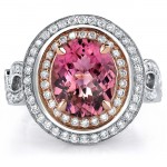 14k White and Rose Gold Pink Tourmaline Diamond Ring - NK17968PNKT-WR 