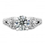18k White Gold Three Stone Diamond Engagement Semi Mount Ring NK19523-W