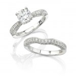 14k White Gold Pave Diamond Bridal Set - NK7194WE-W