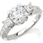 14k White Gold Three Stone Diamond Semi Mount Engagement Ring NK8791-W