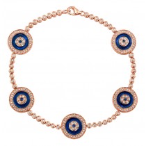 14k Rose Gold 5 Evil Eye Diamond Tennis Bracelet