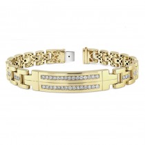 14k Yellow Gold Mens Diamond Bracelet