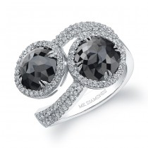 18k White Gold Black Diamond Bypass Ring