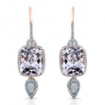 14k Rose Gold Amethyst Diamond Earrings