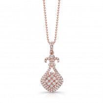14k Rose Gold White Diamond Dangle Pendant