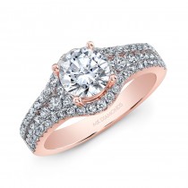 18K Rose Gold White Diamond Engagement Ring 