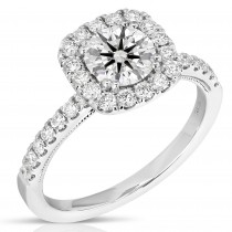 1 1/2 CT CENTER ROUND CUSHION-HALO LAB GROWN ENGAGEMENT RING CDHCRB.150-W