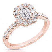 1/2 CT CENTER EMERALD CUT HALO DIAMOND ENGAGEMENT RING CEC.50-R