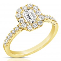 1/2 CT CENTER EMERALD CUT HALO DIAMOND ENGAGEMENT RING CEC.50-Y