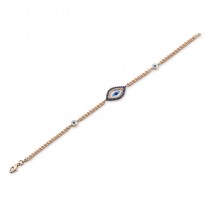 14k Rose Gold Diamond Sapphire Evil Eye Bracelet