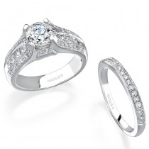 14k White Gold Pave Channel Princess Cut Diamond Bridal Set - NK12604WE-W
