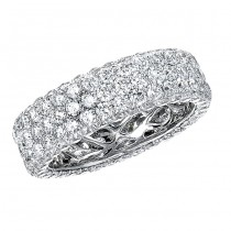 14k White Gold Three Row Pave Diamond Eternity Band - NK13381-W