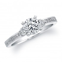18k White Gold Classic Three Stone Princess Cut Diamond Engagement Ring NK15145ENG-W
