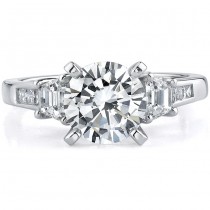 18k White Gold Three Stone Princess Cut Diamond Semi Mount - NK15227-W