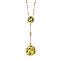 14k Yellow Gold Lemon Quartz and Peridot Diamond Drop Necklace NK17212PLQ-Y