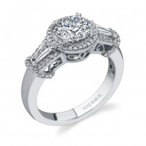 18k White Gold Three Stone Diamond Engagement Ring NK17889-W