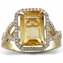 14k Yellow Gold Citrine Diamond Ladies Ring NK19374CT-Y 