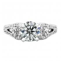 18k White Gold Three Stone Diamond Engagement Semi Mount Ring NK19523-W