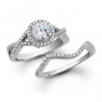 18k White Gold Elegant Prong Diamond Bridal Set
