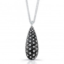 18k White Gold Black and White Diamond Drop Pendant - NK23724BLK-W