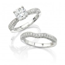 14k White Gold Pave Diamond Bridal Set - NK7194WE-W
