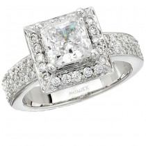 18k White Gold Halo Pave Diamond Semi Mount Engagement Ring NK9166ENG-W