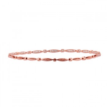 14k Rose Gold Vintage Design Pave Bangle Bracelet