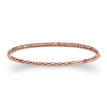 14k Rose Gold Mixed Brown Diamond Bangle Bracelet 