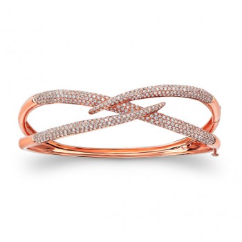 18k Rose Gold White Diamonds Unique Bracelet 