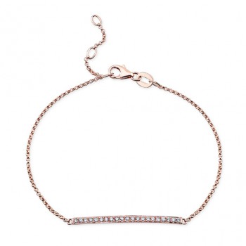14k Rose Gold White Diamond Bar Bracelet 