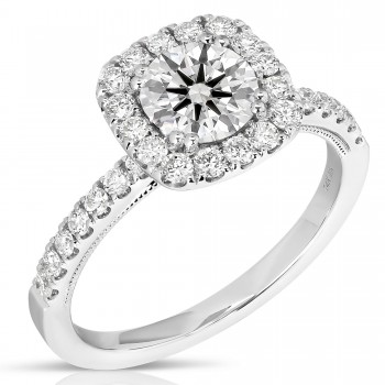 1 1/2 CT CENTER ROUND CUSHION-HALO LAB GROWN ENGAGEMENT RING CDHCRB.150-W