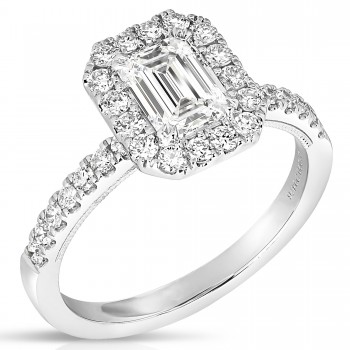 1 CT CENTER EMERALD CUT HALO LAB GROWN ENGAGEMENT RING CDHEC.100-W