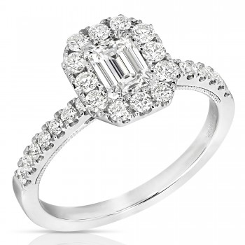 1/2 CT CENTER EMERALD CUT HALO DIAMOND ENGAGEMENT RING CEC.50-W