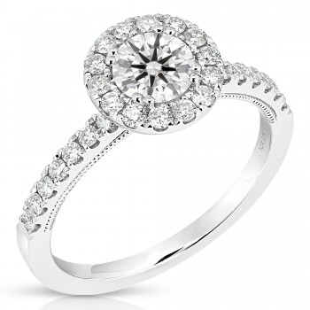 3/4 CT CENTER ROUND HALO DIAMOND ENGAGEMENT RING CRB.70-W