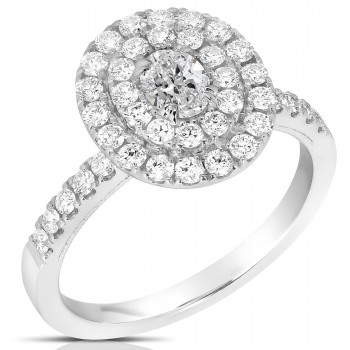 1/3 CT CENTER OVAL D-HALO 1 CTW DIAMOND ENGAGEMENT RING DHOV.30-W
